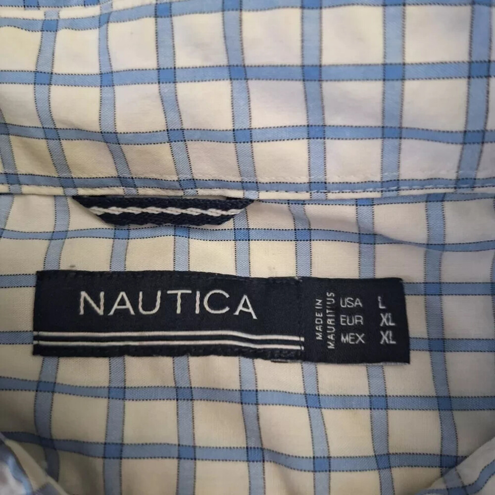 Nautica Button Down Shirt Men's Large Lot 4 Tartan Plaid Grid Check Striped - Picture 3 of 14